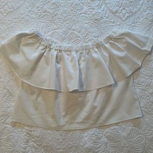 Bardot style white cotton top